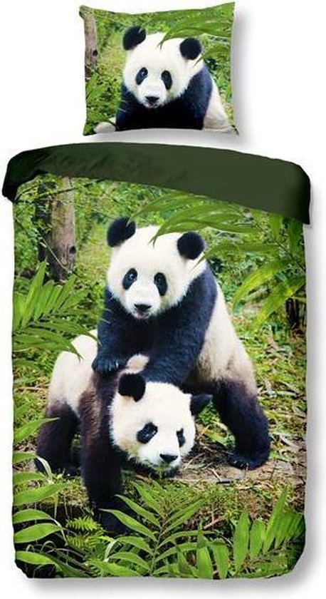 Snoozing Pandas - Dekbedovertrek - Eenpersoons - 140x200/220 cm + 1 kussensloop 60x70 cm - Multi kleur