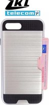 iPhone 7 plus Grijs Luxe Hard Case Hoesje  met pasjes + Screenprotector