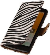 Zebra Bookstyle Wallet Case Hoesjes voor LG L Bello D355 Wit