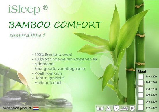 Snoozing Bern Bamboo - Zomerdekbed - Tweepersoons - 240x220 cm - Wit