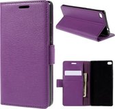 Litchi Cover wallet case hoesje Huawei Ascend P8 paars