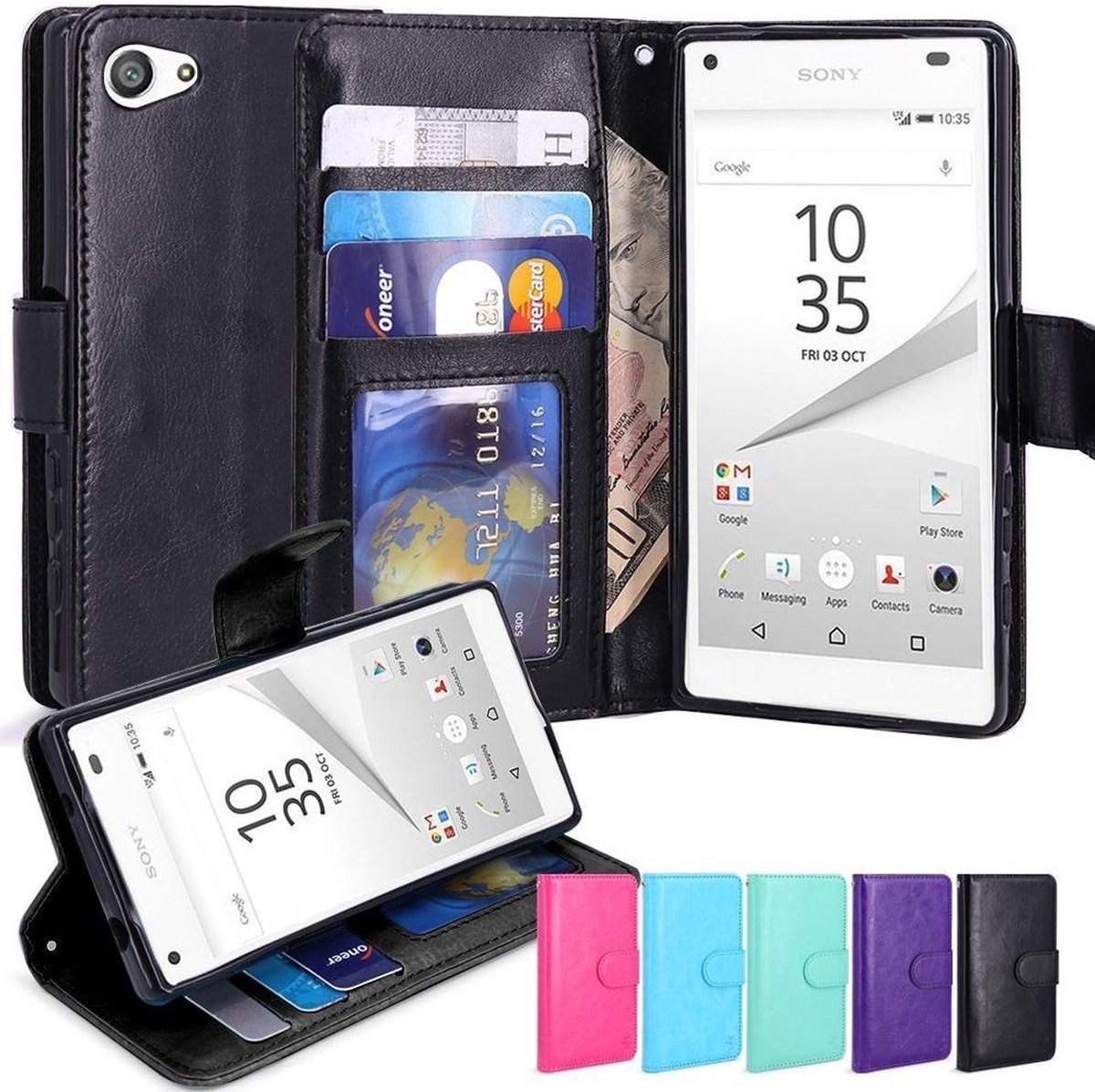Celltex wallet hoesje zwart Sony Xperia Z5 Compact zwart