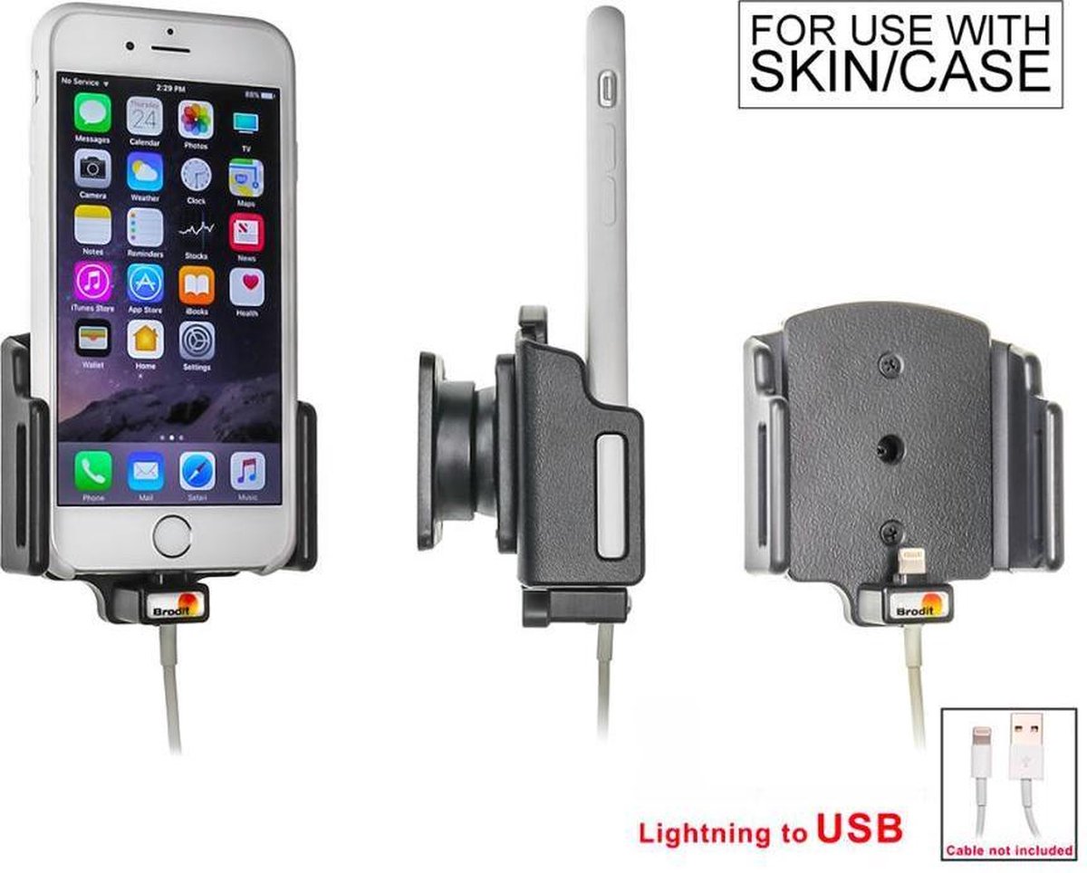 Brodit verstelbare houder Apple iPhone 7/8/X/Xs met kabelbevestiging - Brodit