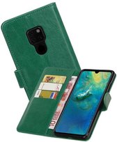 Zakelijke Book Case Telefoonhoesje Geschikt voor de Huawei Mate 20 - Portemonnee Hoesje - Pasjeshouder Wallet Case - Groen