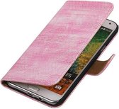 Lizard Bookstyle Wallet Case Hoesjes voor Galaxy E5 Roze