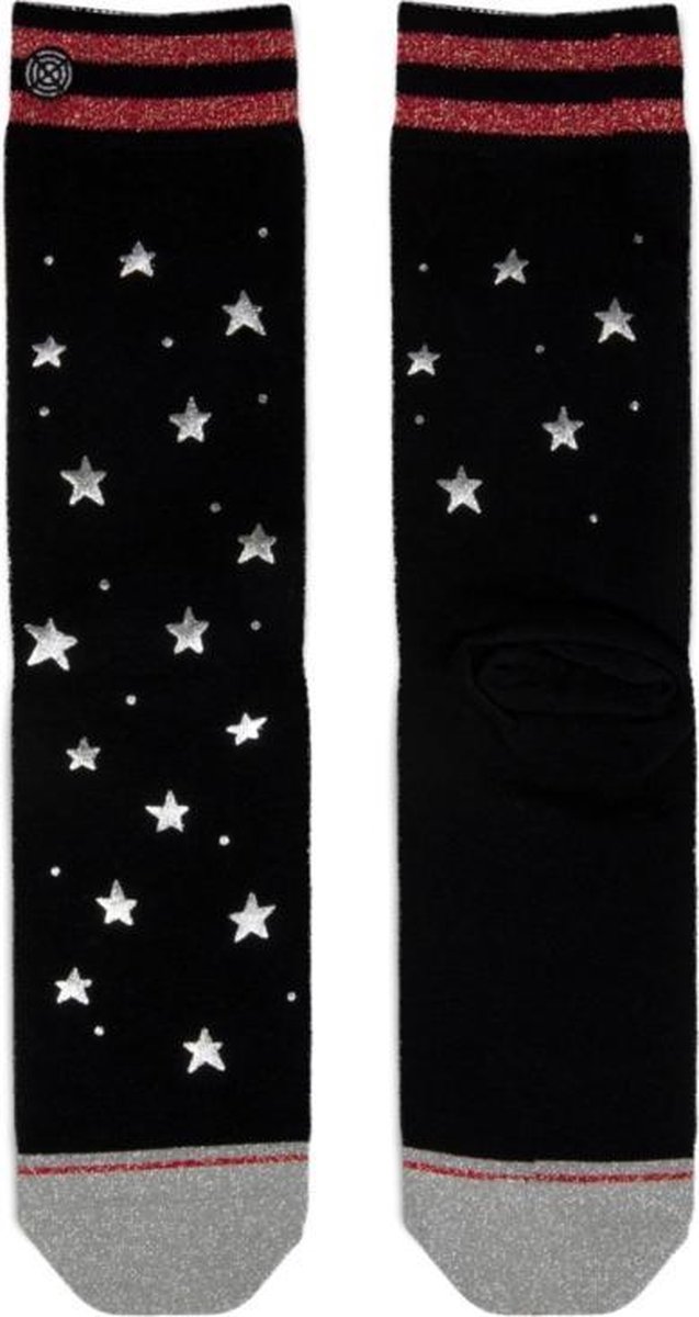 XPooos Socks, kerstsokken, Xmas Shiny Stars Silver 70127, Maat 36/41