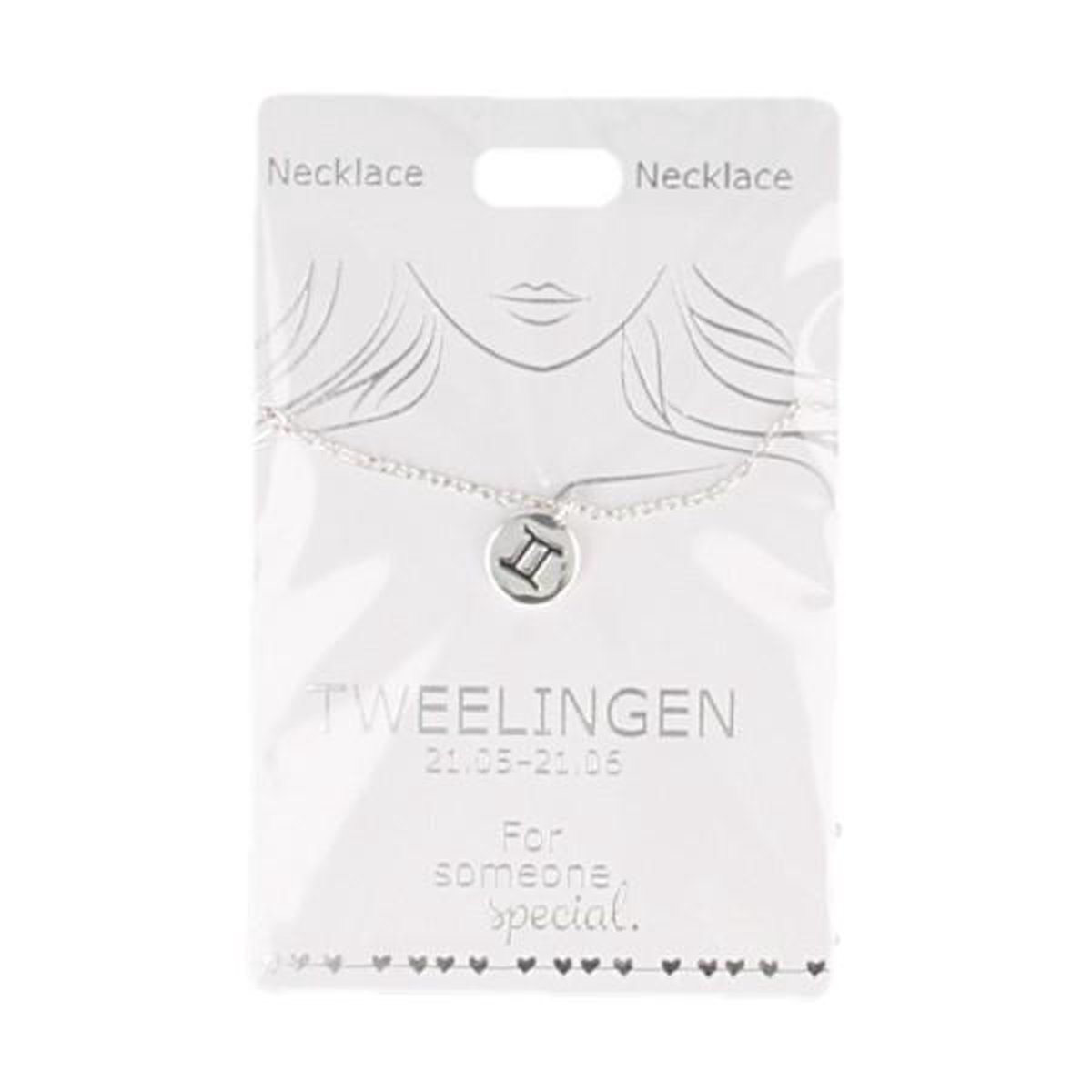 Ketting Tweelingen, silver plated