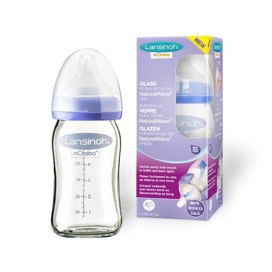 Lansinoh - Babyfles glas - set van 2 stuks glazen fles 1 x 160 ml - 1 x 240 ml inclusief 2 spenen — afbeelding 3