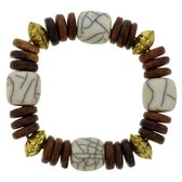 Bruine armband met houten en marble kralen