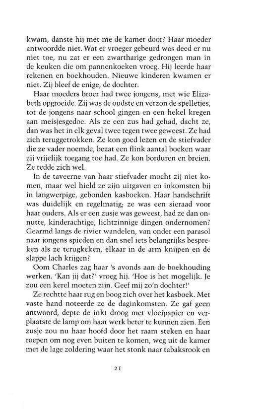 Pagina met tekst over Charles die boekenwerk aanbiedt en de moeder van James.