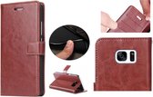 Samsung Galaxy S7 - Leren Portemonnee Hoesje Bruin - Lederen Wallet Case TPU - Book Case - Flip Cover - Klap - 360 beschermend Telefoonhoesje