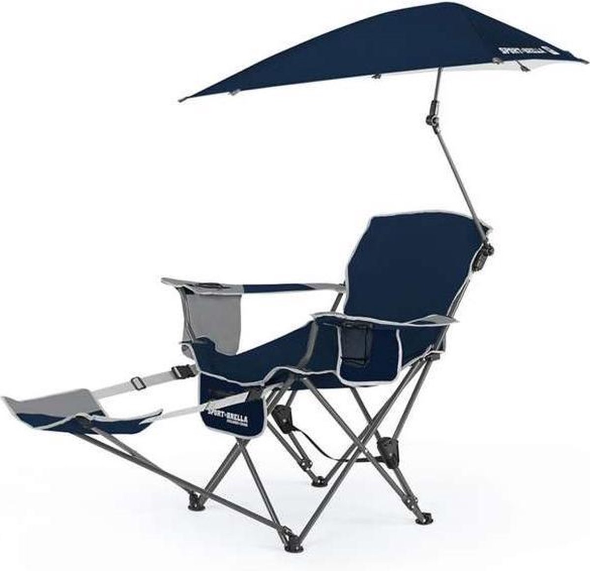 SportBrella Verstelbare Campingstoel Met Parasol Strandstoel Blauw