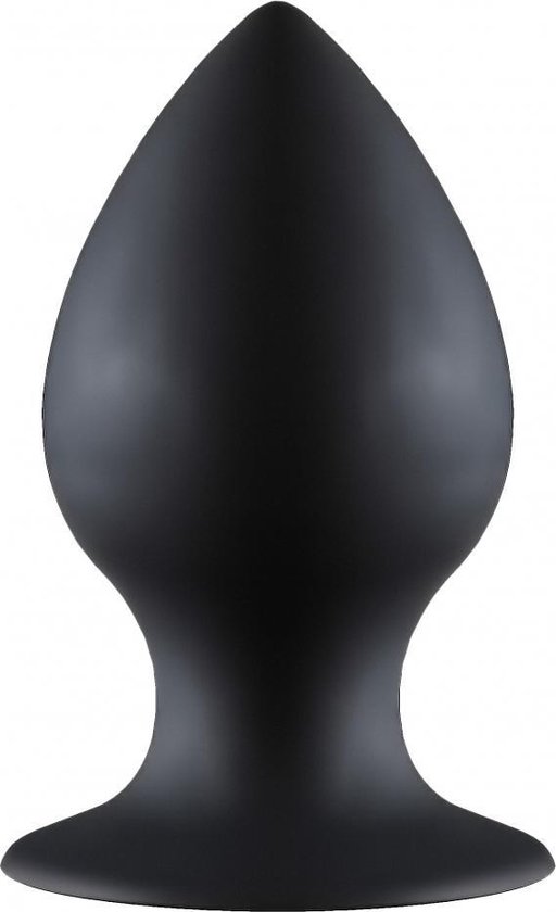 Dikke grote ronde buttplug met zuignap- Anaalplug - L - 11.5cm x 5.6cm - Zwart