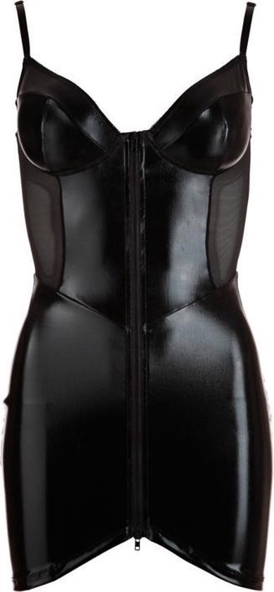 zwarte jurk met rits voorkant