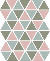 Driehoek muurstickers groen/mint en roze - 45 stuks - 4,5x4,5cm