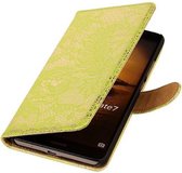 Lace Bookstyle Wallet Case Hoesjes Geschikt voor Huawei Mate 7 Groen