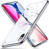 ESR iPhone X hoes Glazen Marmer achterkant wit zwart