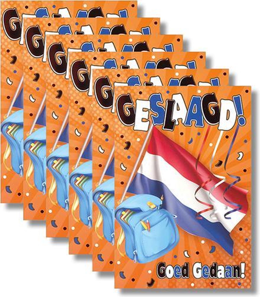 6 luxe geslaagd wenskaarten met envelop - folie - 6 x € 1,99 - 11,5 x 17 cm