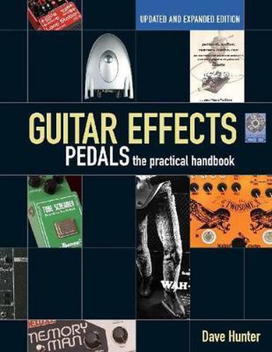 Couverture du livre 'Guitar Effects Pedals the practical handbook' avec diverses pédales de guitare et un détail de pantalon.