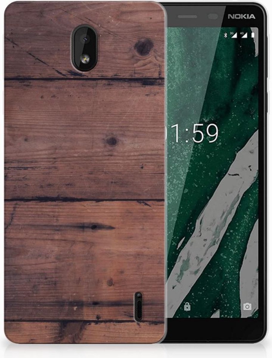 Nokia 1 Plus Bumper Hoesje Old Wood