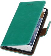 Nokia 3 hoesje bookcase vintage lederlook Groen