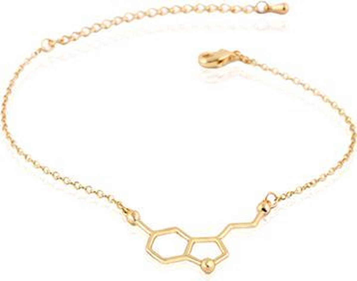 24/7 Jewelry Collection Molecuul Armband - Serotonine - Glanzend - Goudkleurig - Amodi