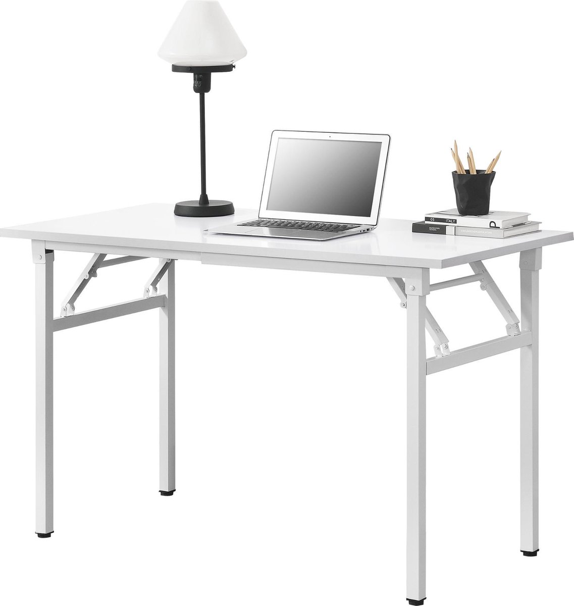 Eettafel bureau 120x60x75 - 76,4 cm opvouwbaar verstelbaar wit | bol.com