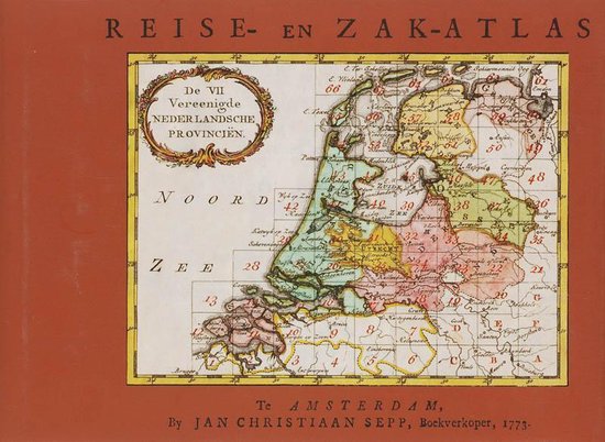 Cover van het boek 'Nieuwe Geographische Nederlandsche Reise- en Zak-atlas' van Jan Christiaan Sepp