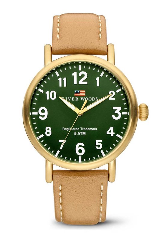 River Woods Sacramento RW420022 Horloge - Leer - Bruin - Ø 42 mm