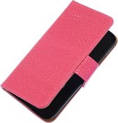Roze Ribbel booktype wallet cover hoesje voor Huawei Ascend G6