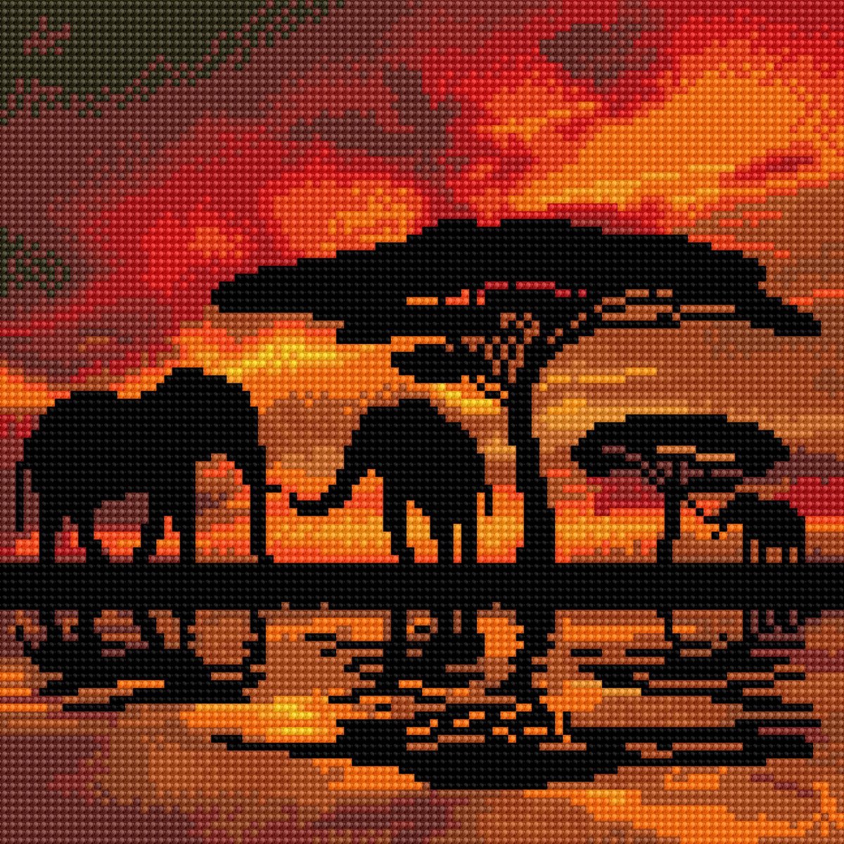 Diamond Painting Crystal Art Kit ®Elephant Silhouette, 30 x30 cm, Partial Painting