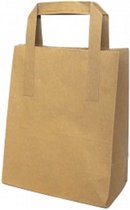 Tas bruin kraft papier - platte bodem - 17,5 x 10 x 17,5 cm - 100 stuks