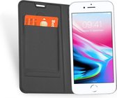Apple iPhone 8 - Lederen Wallet Hoesje Grijs voor iPhone 8 met Siliconen TPU Houder en Magneetsluiting - Book Case Hoesje iPhone 8 - 360 Graden Beschermend Telefoonhoesje