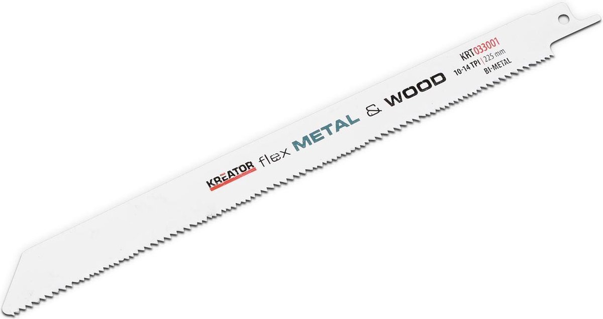 Kreator KRT033001 Zaagblad - Reciprozaag - Flex/Metaal/Hout - 225 mm - 14/10 TPI - 2 stuks