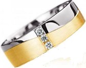 Schitterende Dames Ring | Zirkonia | Gold Plated | Zilver | 17,50 mm. Maat 55