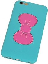 Vlinder Standing TPU Case voor iPhone 6 Turquoise