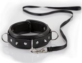 Bad Kitty – Kunstlederen Halsband met Ringen met Ketting voor Onderdanige Slaven – Zwart