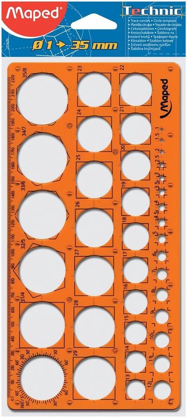 Cirkelsjabloon - voor cirkels van 1 tot 35 mm