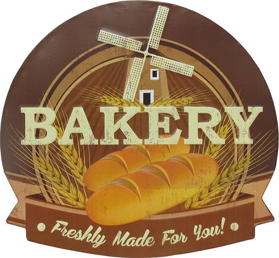 Signs-USA Bakery Mill - Retro Wandbord - Metaal - 45x41,5 cm