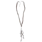 Lange ketting van suede met fantasie hangers