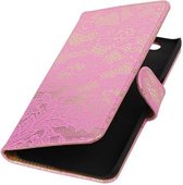 Lace Bookstyle Wallet Case Hoesjes Geschikt voor Huawei Nexus 6P Roze