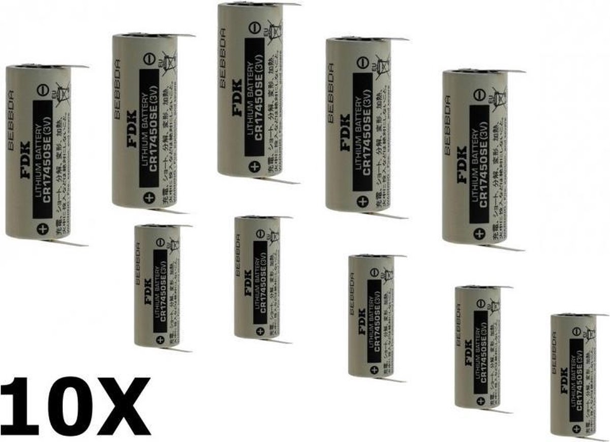 10 Stuks - FDK Batterij CR17450SE-T1 Lithium 3V 2500mAh - Met Soldeerlippen