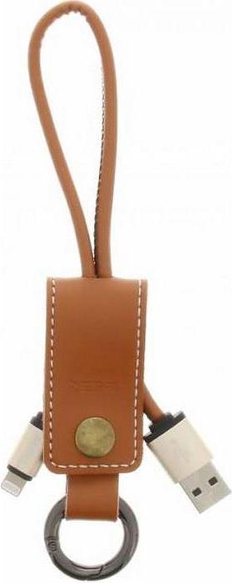 Remax Western Lederen Lightning Kabel met Hoesje (30cm) - Bruin