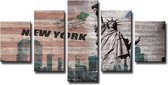 New York - Canvas Schilderij Vijfluik 160 x 80 cm