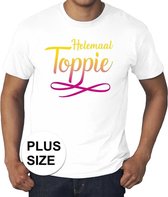 Grote maten Helemaal toppie t-shirt - wit met gekleurde letters - plus size heren 4XL