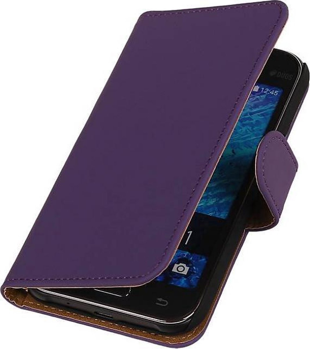 Effen Bookstyle Hoes Geschikt voor Samsung Galaxy J1 J100F Paars
