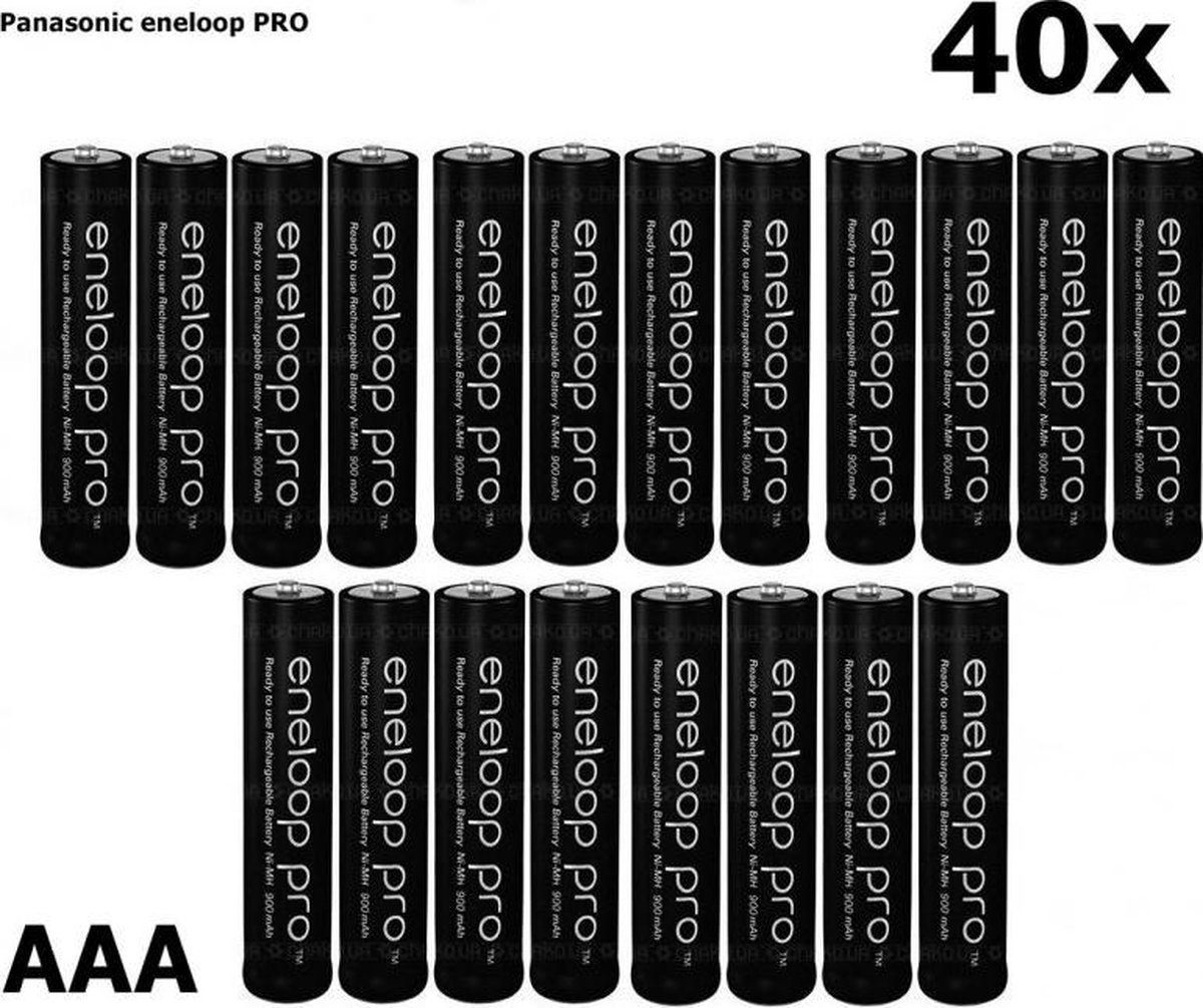 40 Stuks - Voordeelpak - AAA R3 Panasonic eneloop PRO Oplaadbare batterijen - 900mAh