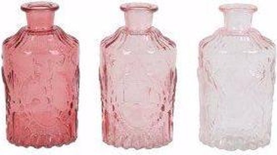mouw Scheiden tekort Vaasjes Volon - set van 3 - mix roze - glas - hoogte 12,5 cm - Light &  Living | bol.com