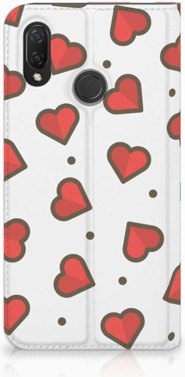 Book Case voor Huawei P Smart Plus Hoesje met Magneet Hearts