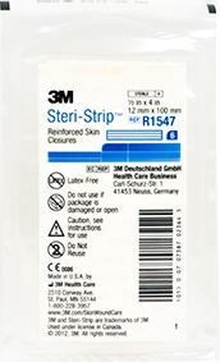 Wondpleister, 3 zakjes met 6 strips - 3M Steristrip 12x100mm R1547 -